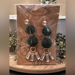 Joyfolie Norah Emerald and Gold Crystal Earrings
